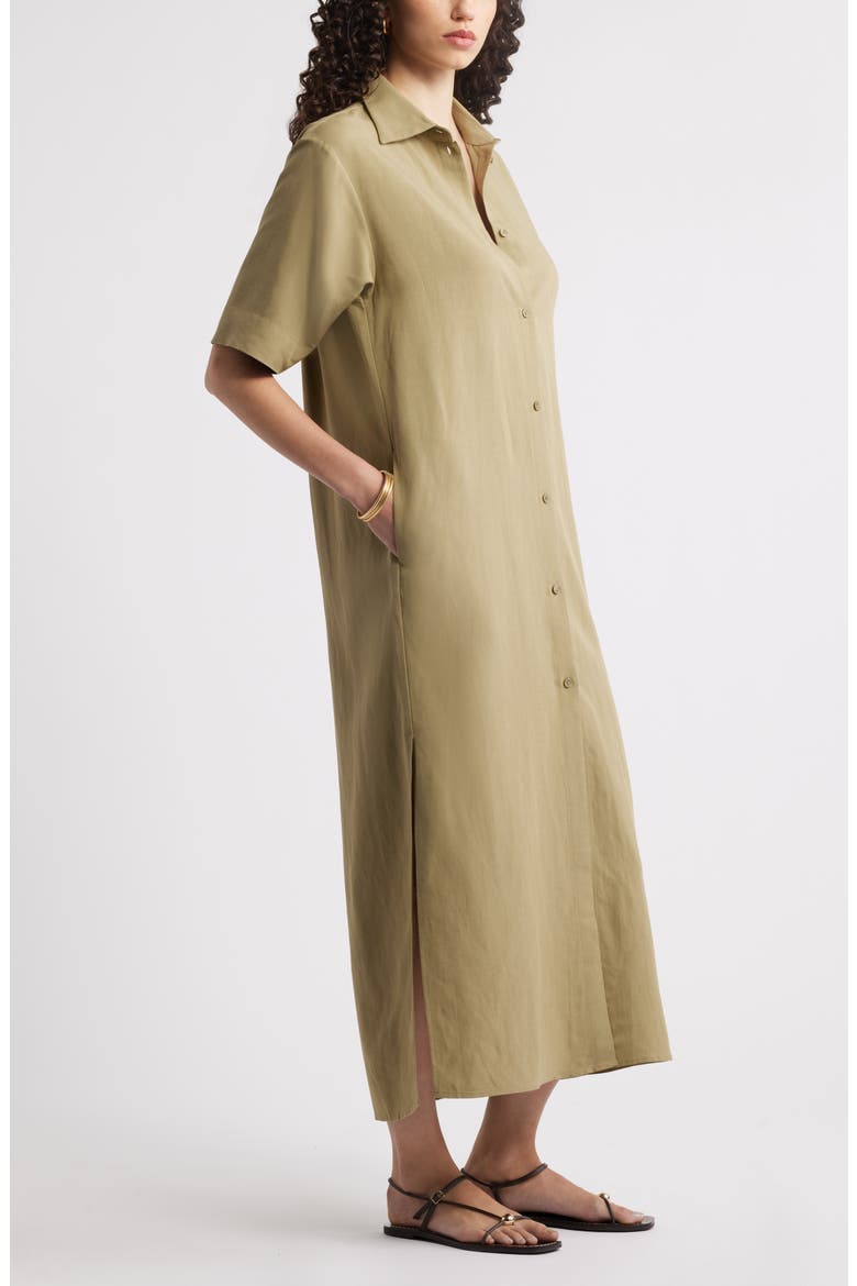 Button Front Shirtdress, Alternate, color, OLIVE COVERT