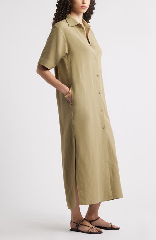 Nordstrom Button Front Shirtdress In Olive Covert