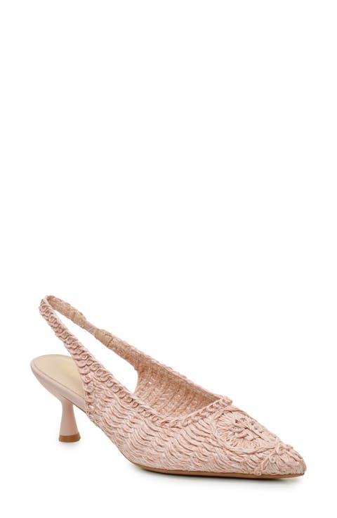 Woven Raffia Slingback Pump (Women)