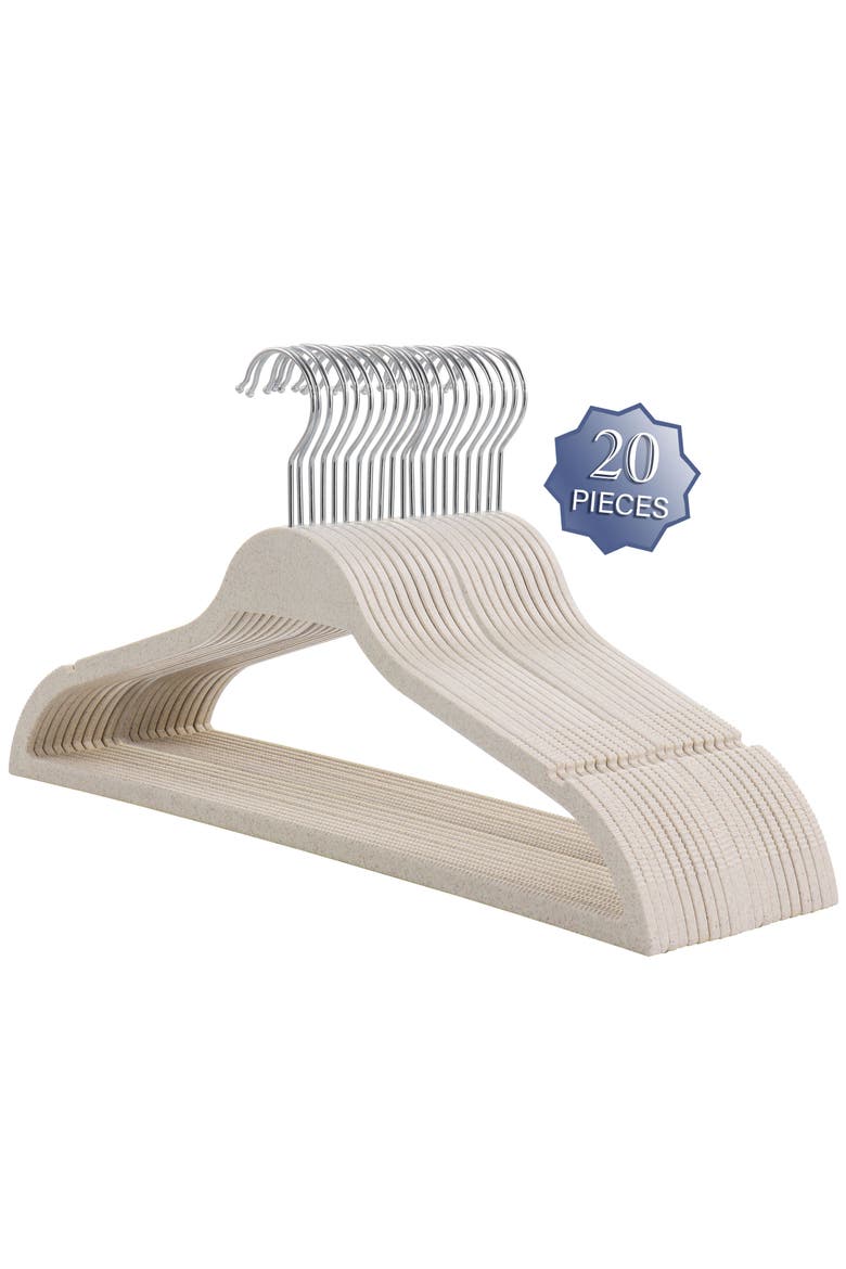 20 Piece Biodegradable Coat Hangers, Main, color, Wheat