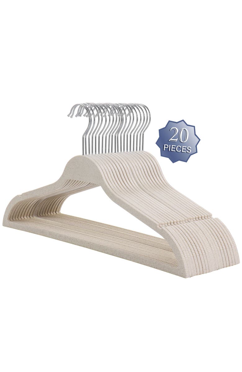 Elama Home 20 Piece Biodegradable Coat Hangers, Main, color, Wheat