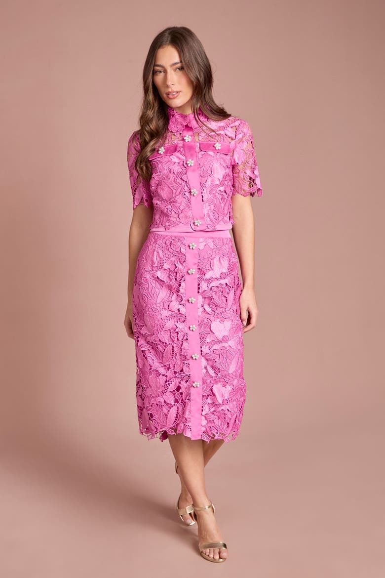 Lace Embroidered Pencil Skirt, Alternate, color, Pink