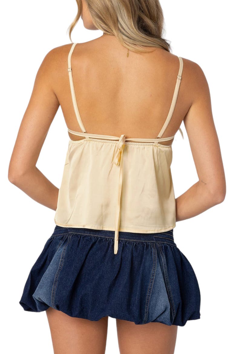 Blanca Lace Trim Satin Camisole, Alternate, color, YELLOW