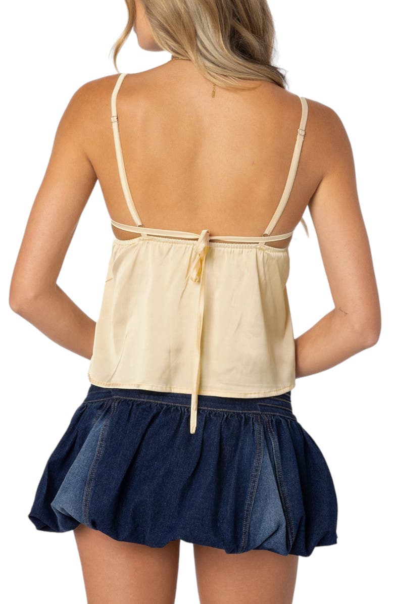 EDIKTED Blanca Lace Trim Satin Camisole, Alternate, color, Yellow