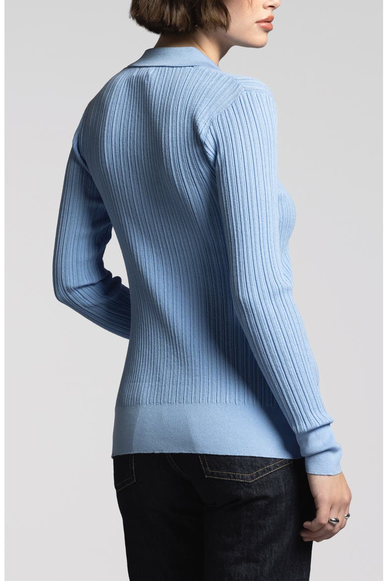 Allison Rib Button-Up Top, Alternate, color, BRIGHT BLUE