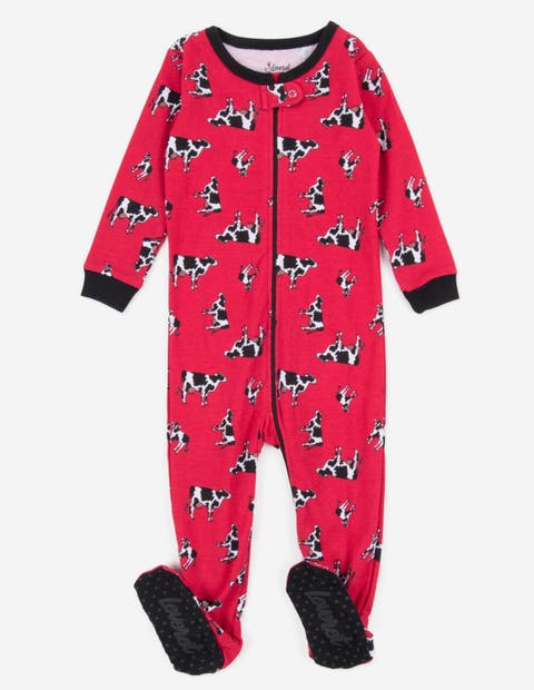 Footed Printed Cotton Pajamas, Animal, Holiday & Fun Prints (Baby)