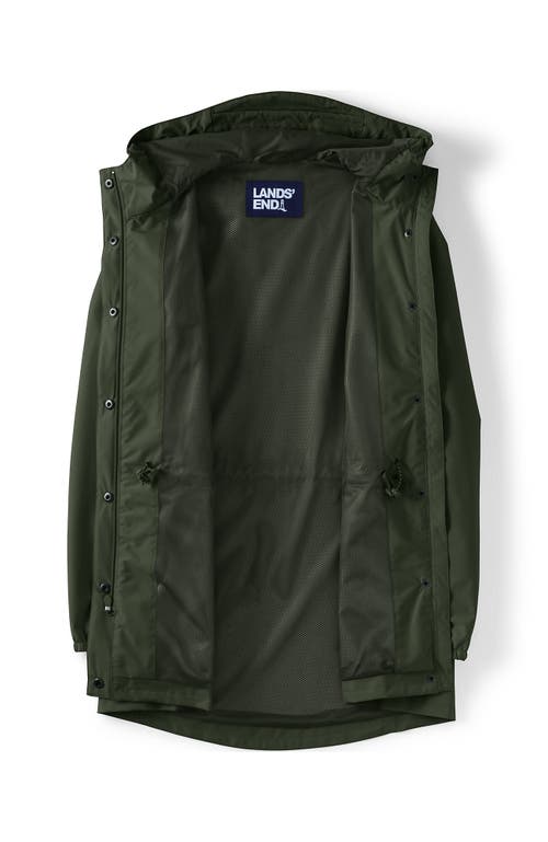 Lands' End Squall Packable Waterproof Raincoat In Rich Olive Green