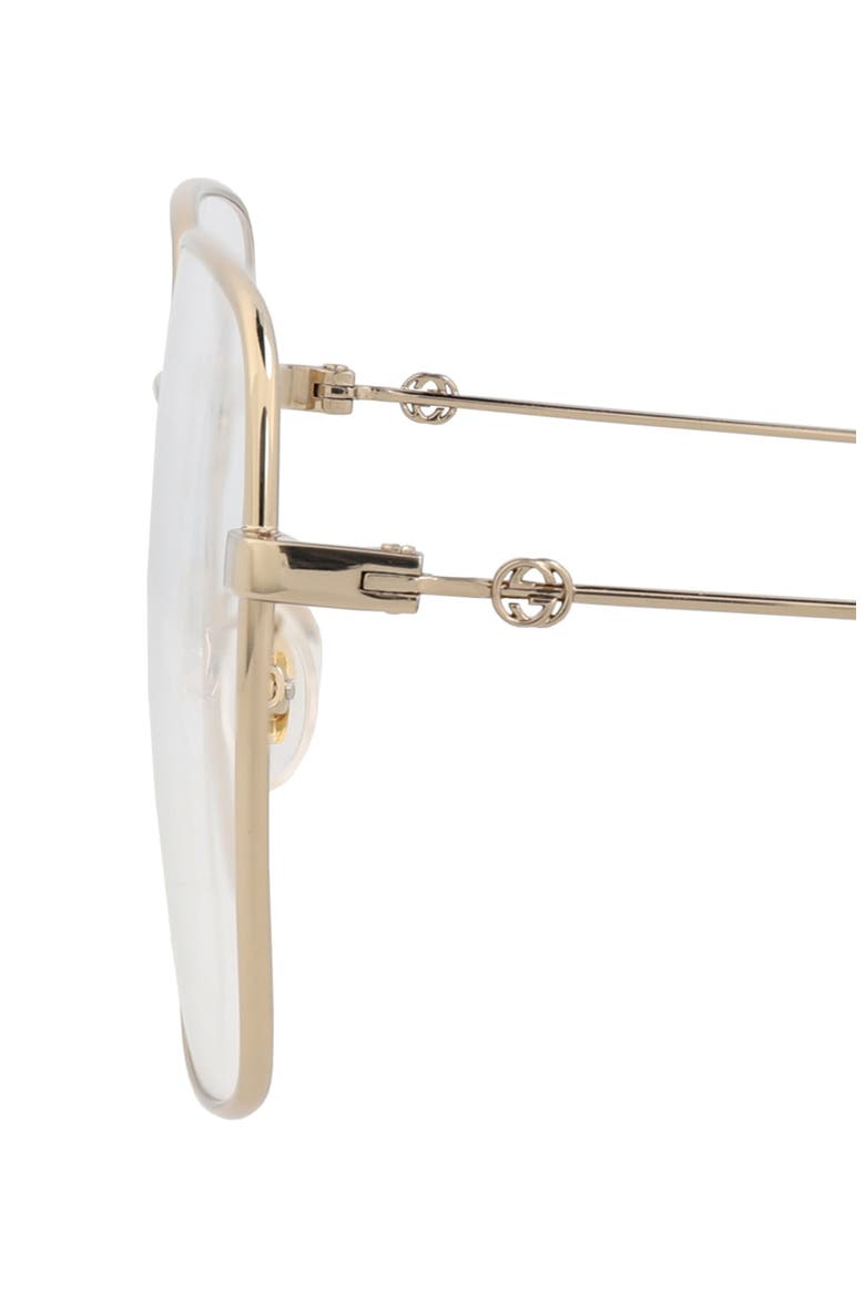 56mm Square Optical Glasses, Alternate, color, GOLD GOLD TRANSPARENT