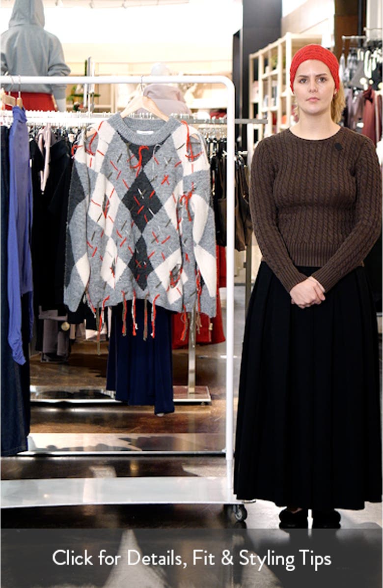 Oversize Distressed Argyle Stitch Sweater, sales video thumbnail