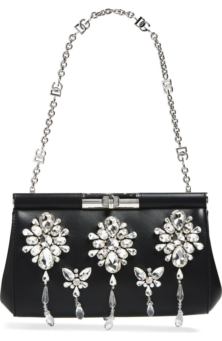 Dolce&Gabbana Marlene Crystal Shoulder Bag, Main, color, 80999 Nero