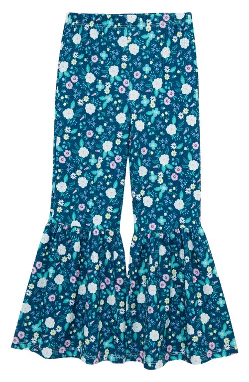 Peek Aren't You Curious Kids' Floral Flare Leg Rib Pants Pants In Navy