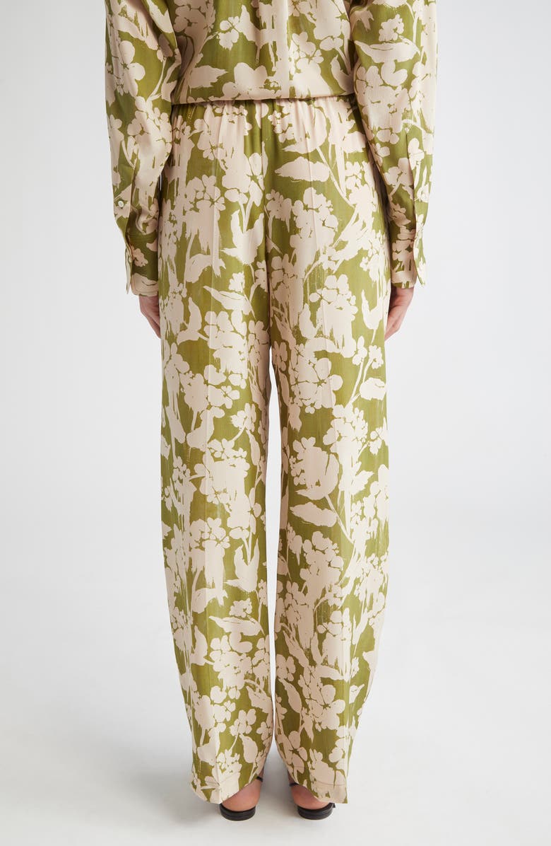 Victoria Beckham Pyjama Floral Print Straight Leg Silk Trousers, Alternate, color,