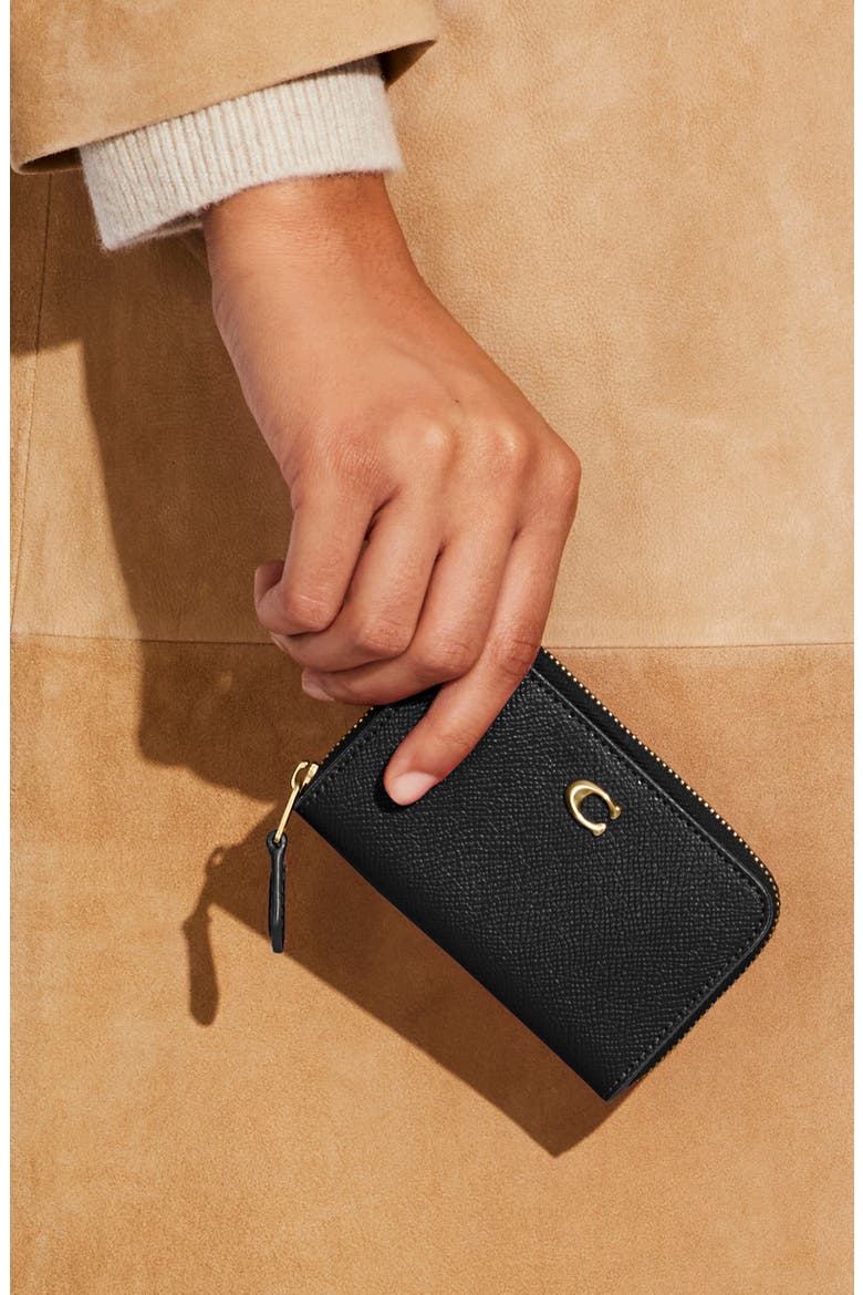 Crossgrain Leather Small Zip Around Wallet, Alternate, color, B4/ BLACK