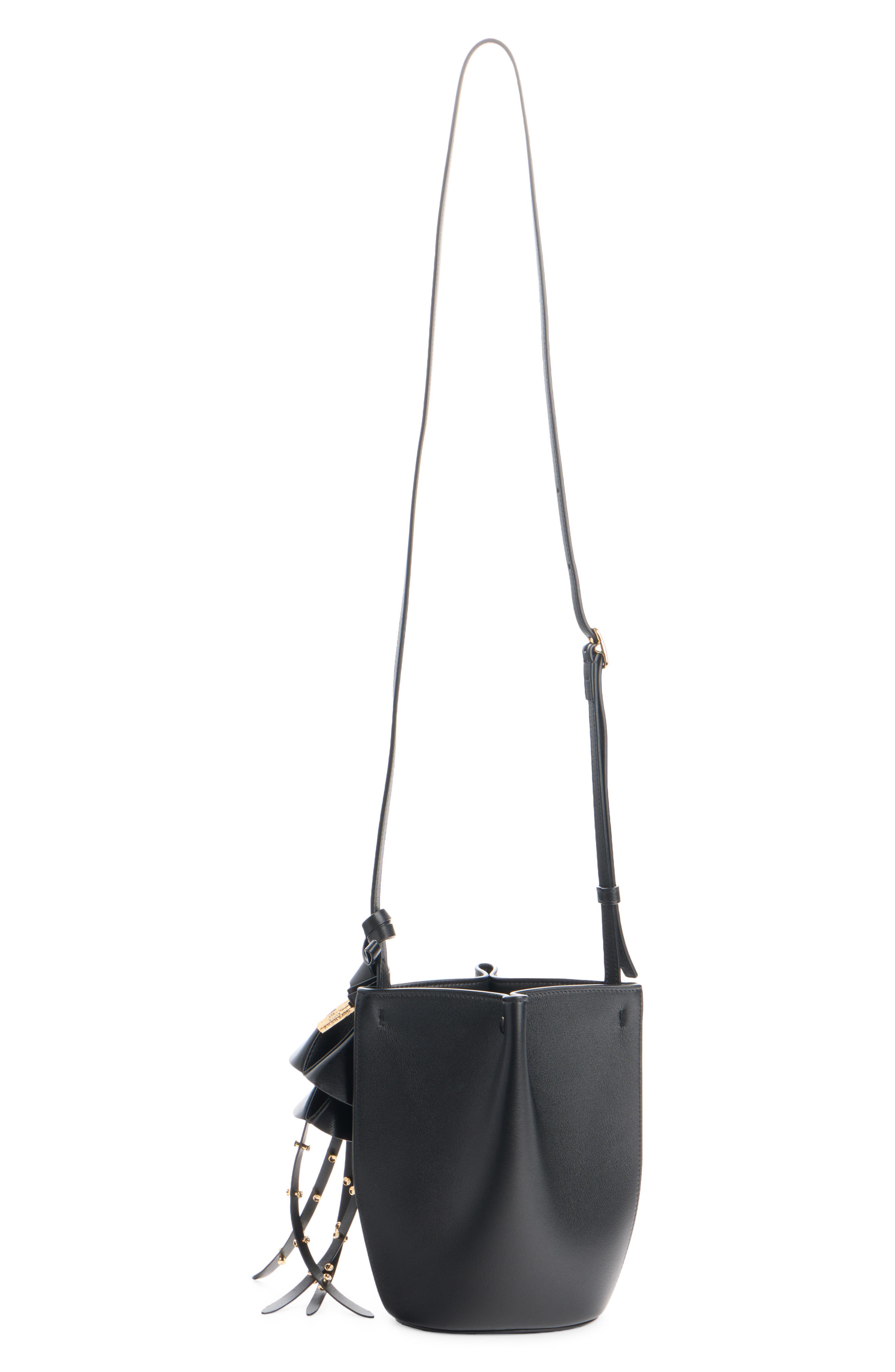 Givenchy Nano Snap Calfskin Bucket Bag, Alternate, color, Black