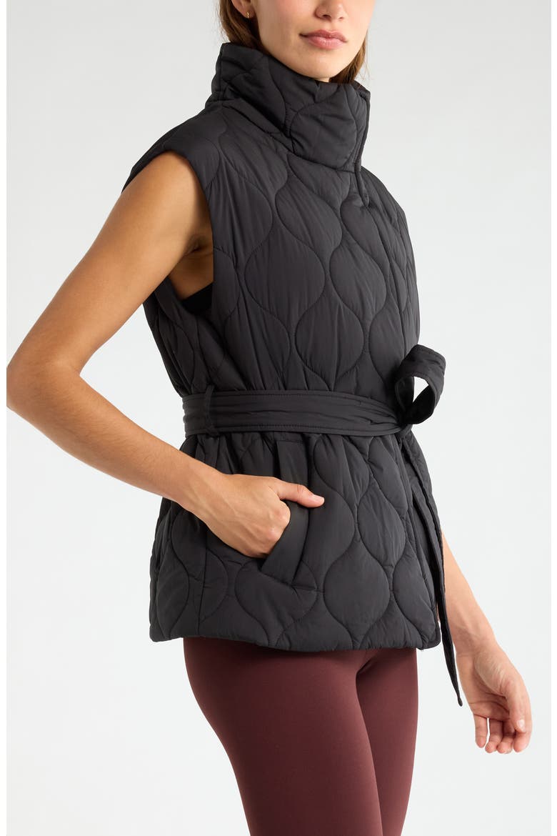 Skyline Belted Puffer Vest, Alternate, color, BLACK