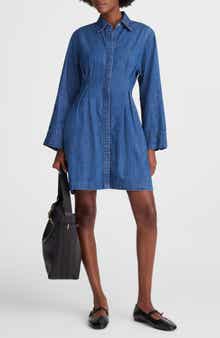 Madewell Pleated Denim Mini Shirtdress