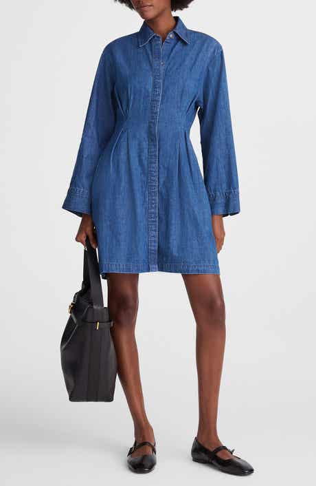 Madewell Pleated Denim Mini Shirtdress