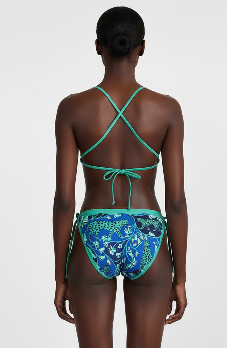 Jessie Zhao New York Verdant Wild Reversible Triangle Bikini Top, Alternate, color, Blue