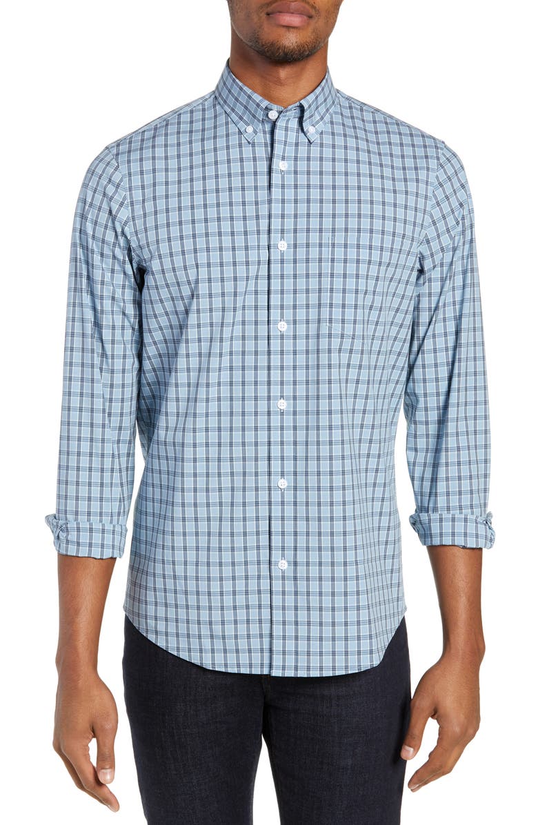 NORDSTROM MEN'S SHOP Tech-Smart Slim Fit Plaid Sport Shirt, Main, color,