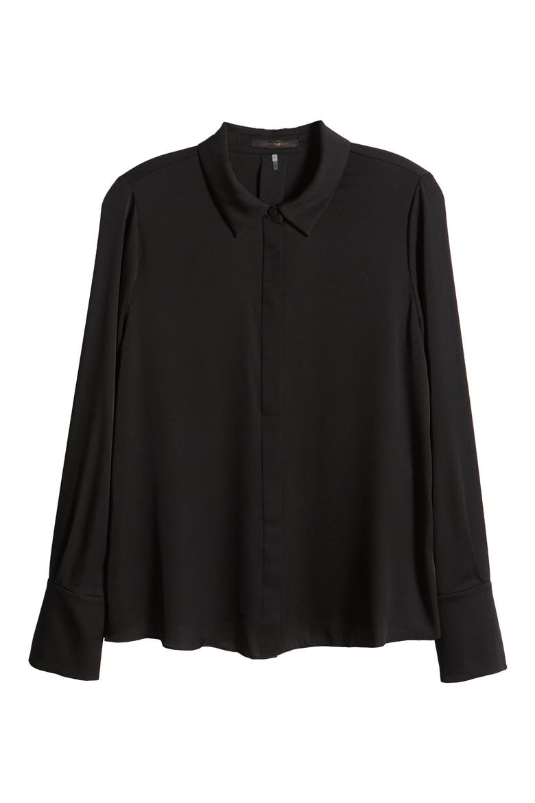 Larissa Stretch Silk Blouse, Alternate, color, BLACK