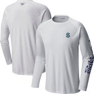 Columbia Men's  Columbia White Seattle Kraken Terminal Tackle Omni-Shade Raglan Long Sleeve T-Shirt