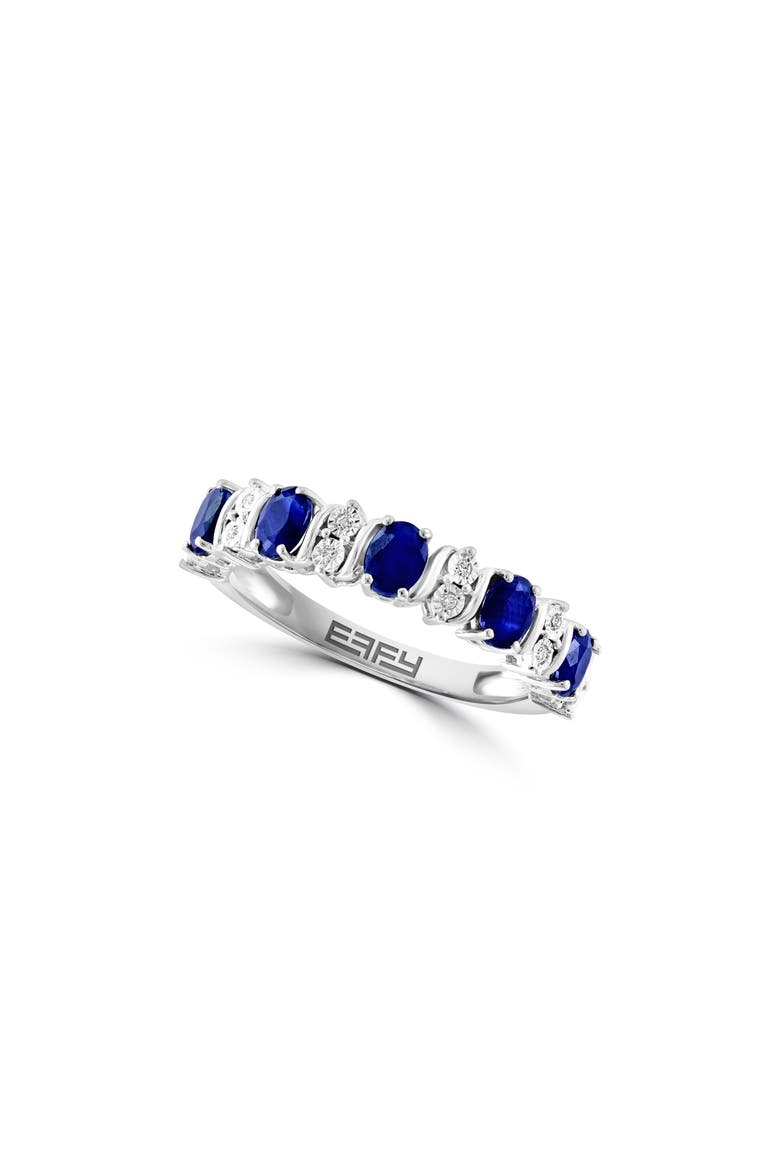 Sapphire & Diamond Band Ring, Main, color, BLUE