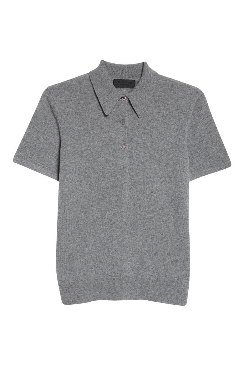 Milos Cashmere Polo Sweater, Alternate, color, LIGHT GREY MELANGE