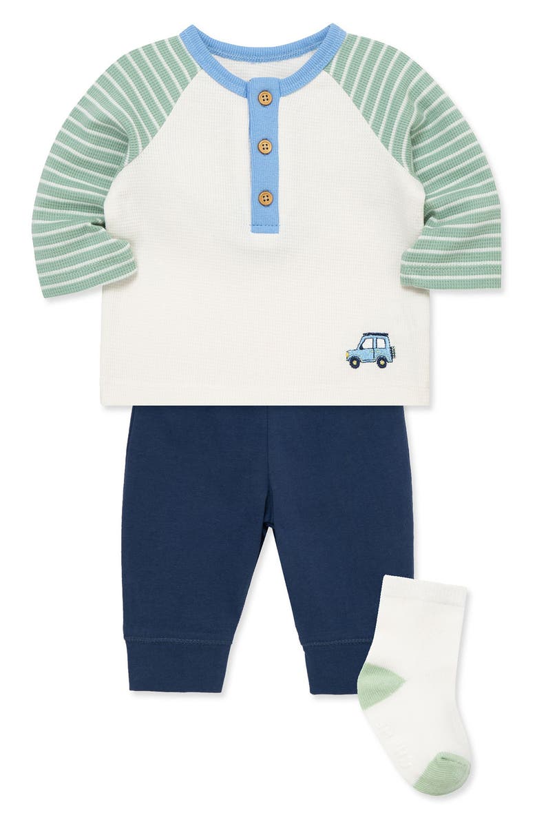 Little Me Jeep T-Shirt, Pants & Socks Set, Alternate, color, Blue