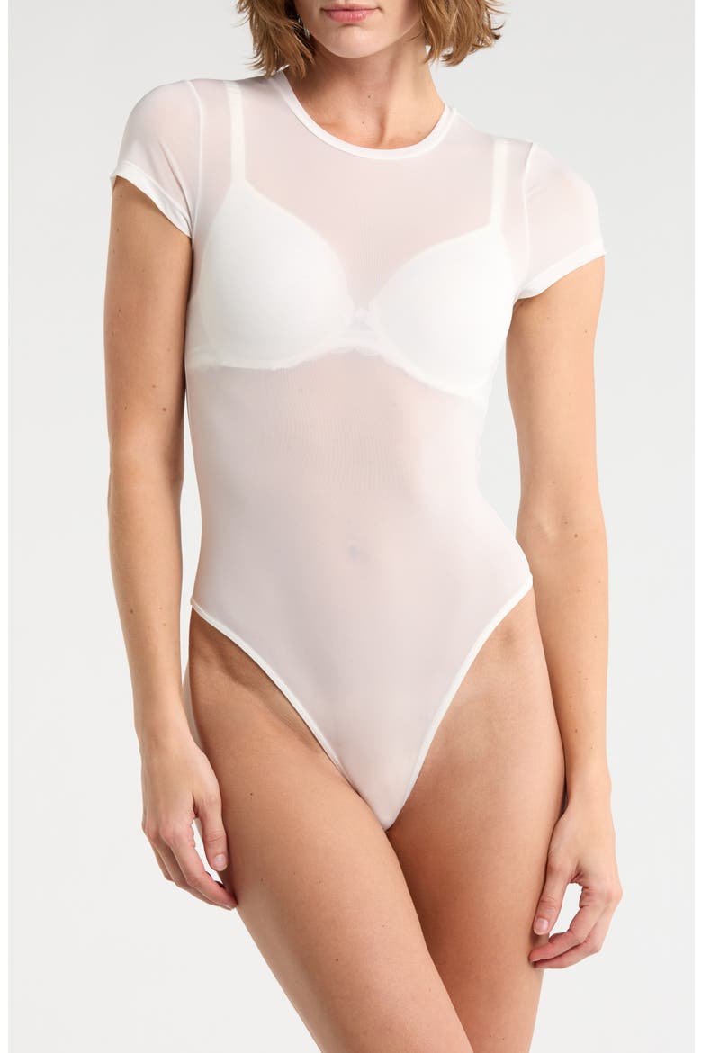 Hottie Short Sleeve Bodysuit, Main, color, OFF WHITE