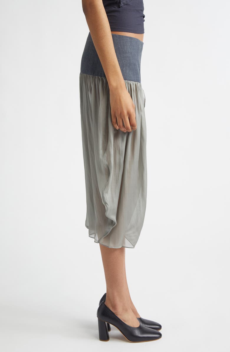 Paloma Wool Mila Sheer Silk & Suiting Skirt, Alternate, color, Green