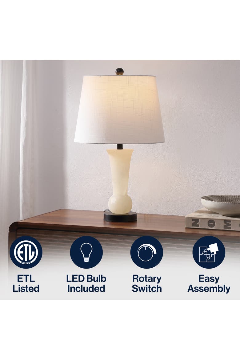 Eliza Modern Alabaster/Crystal LED Table Lamp, Alternate, color, White