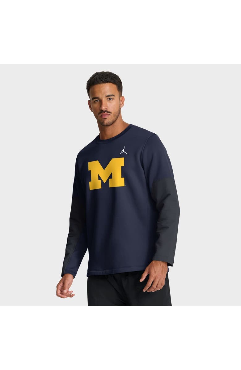 Jordan Brand Men's Jordan Brand Navy Michigan Wolverines 2025 Sideline Coach Therma-FIT Long Sleeve T-Shirt, Main, color, Navy