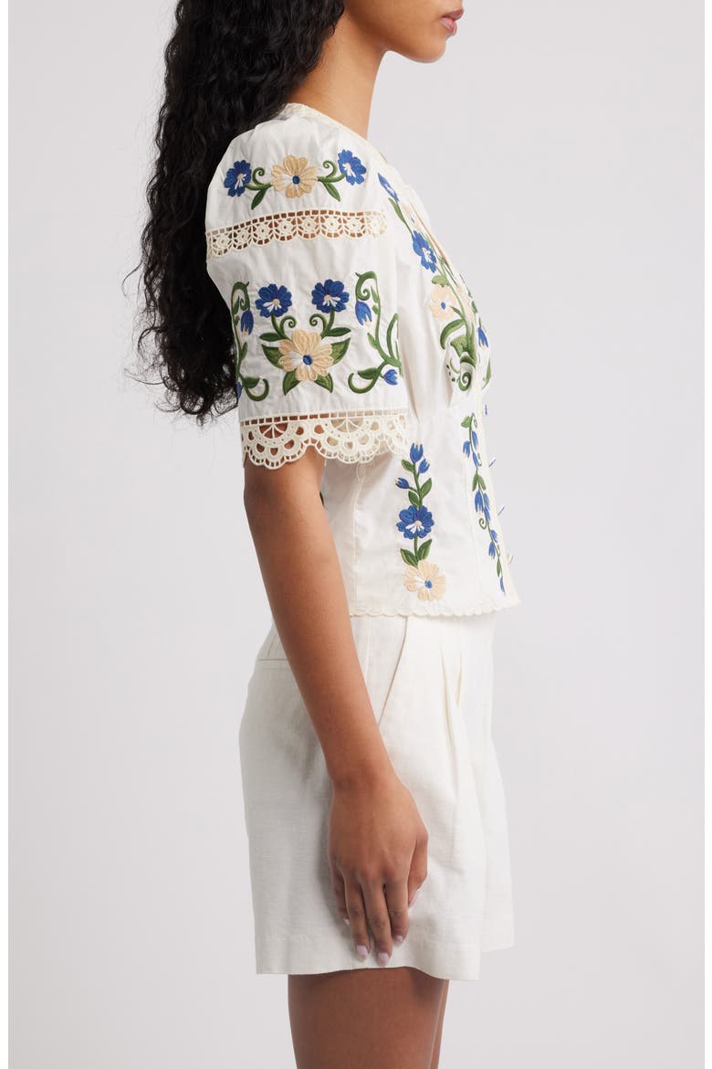 Countryside Land Embroidered Eyelet Cotton Top, Alternate, color, OFF-WHITE