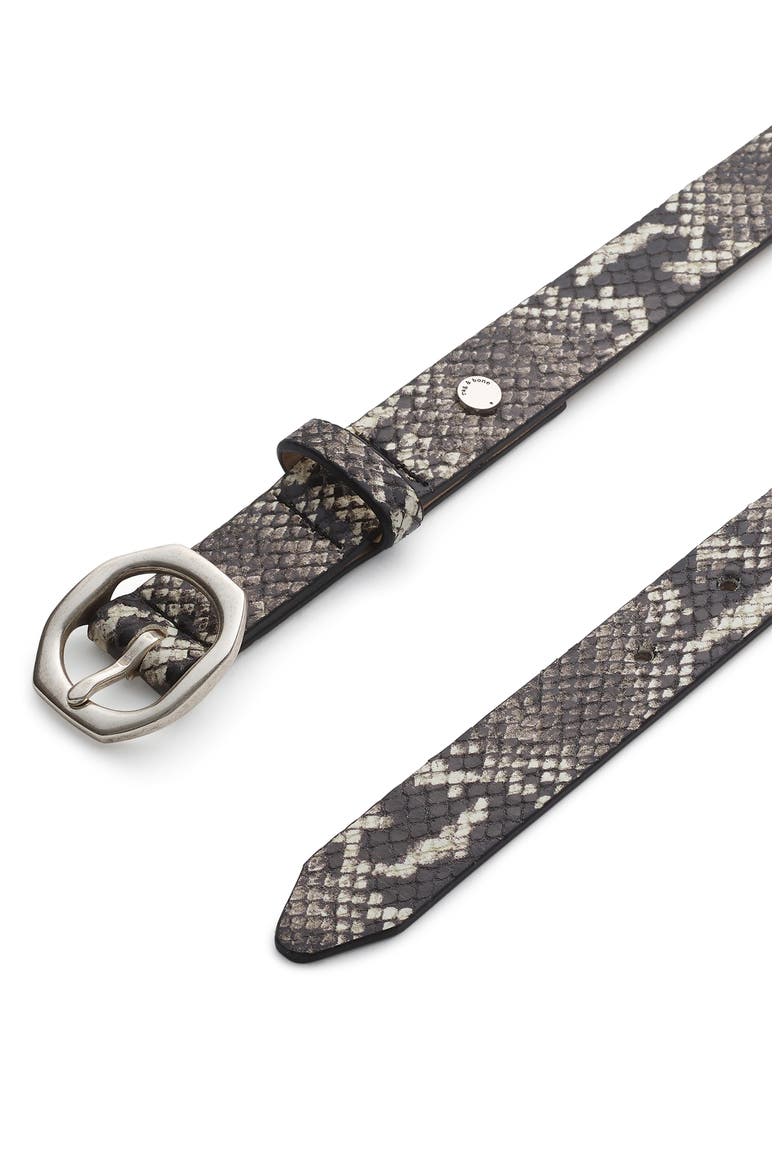 Small Audrey Snake Embossed Leather Belt, Alternate, color, BLACK/ WHITE SNAKE