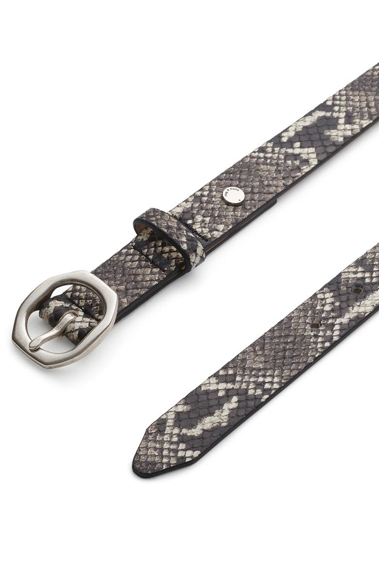 rag & bone Small Audrey Snake Embossed Leather Belt, Alternate, color, Black/ White Snake