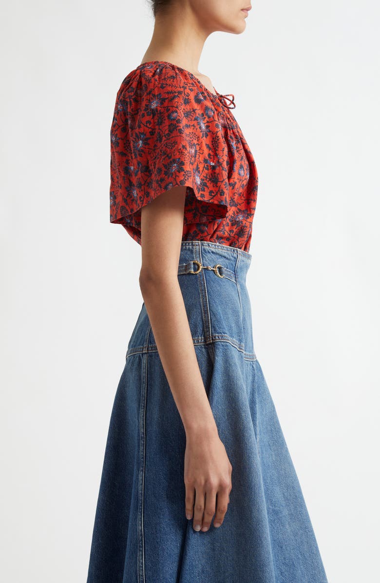 Ulla Johnson Sena Flutter Sleeve Cotton Blend Top, Alternate, color, 