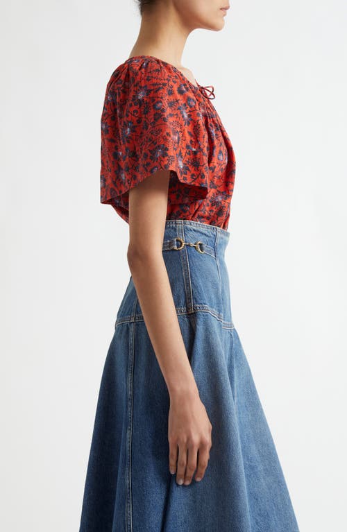ULLA JOHNSON ULLA JOHNSON SENA FLUTTER SLEEVE COTTON BLEND TOP 