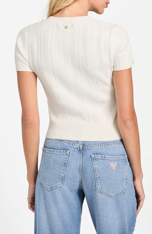 Guess Marcie Short Sleeve Chenille Sweater In White