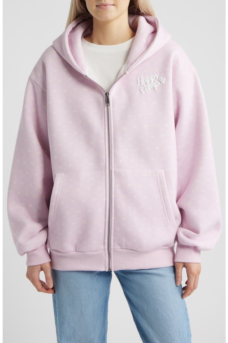 Lavender Bloom Zip-Up Hoodie, Alternate, color, LILAC SNOW