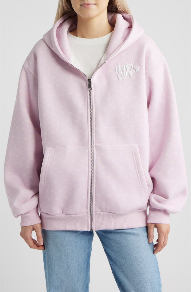 HAPPY CAMP3R Lavender Bloom Zip-Up Hoodie, Alternate, color, Lilac Snow