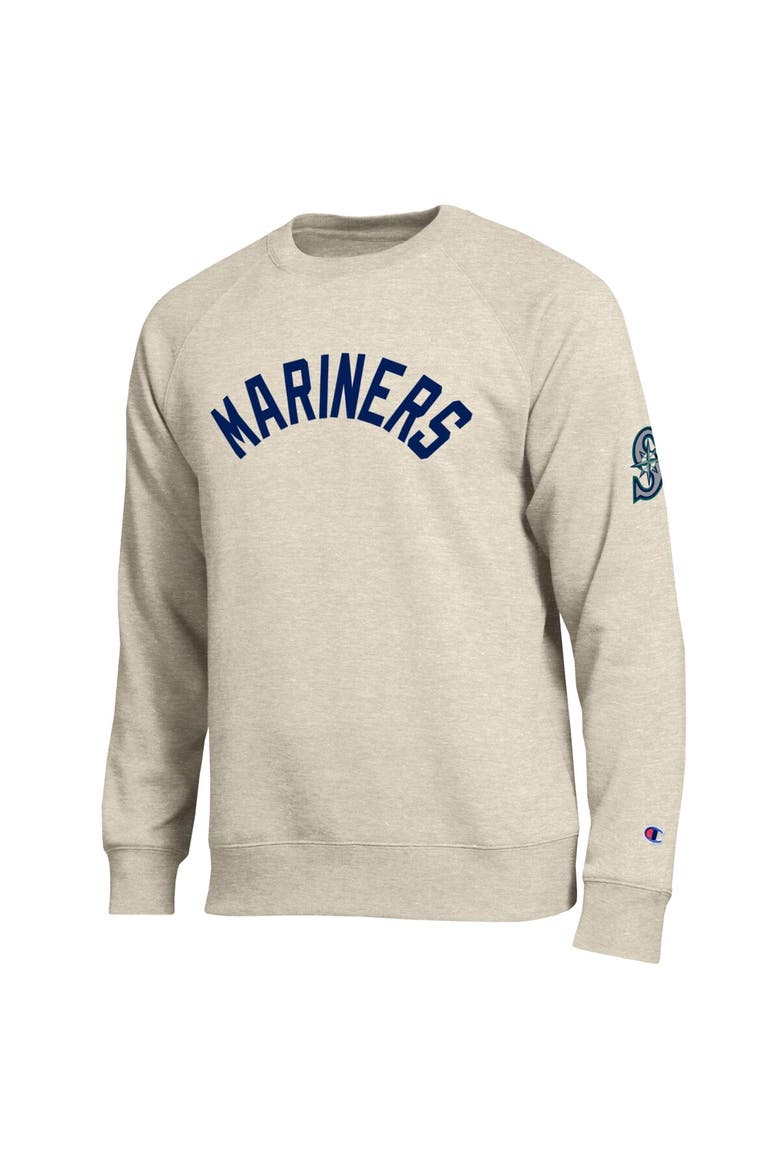 Men's Champion  Oatmeal Seattle Mariners All-Star Soft Felt Raglan Sweatshirt, Alternate, color, Oatmeal