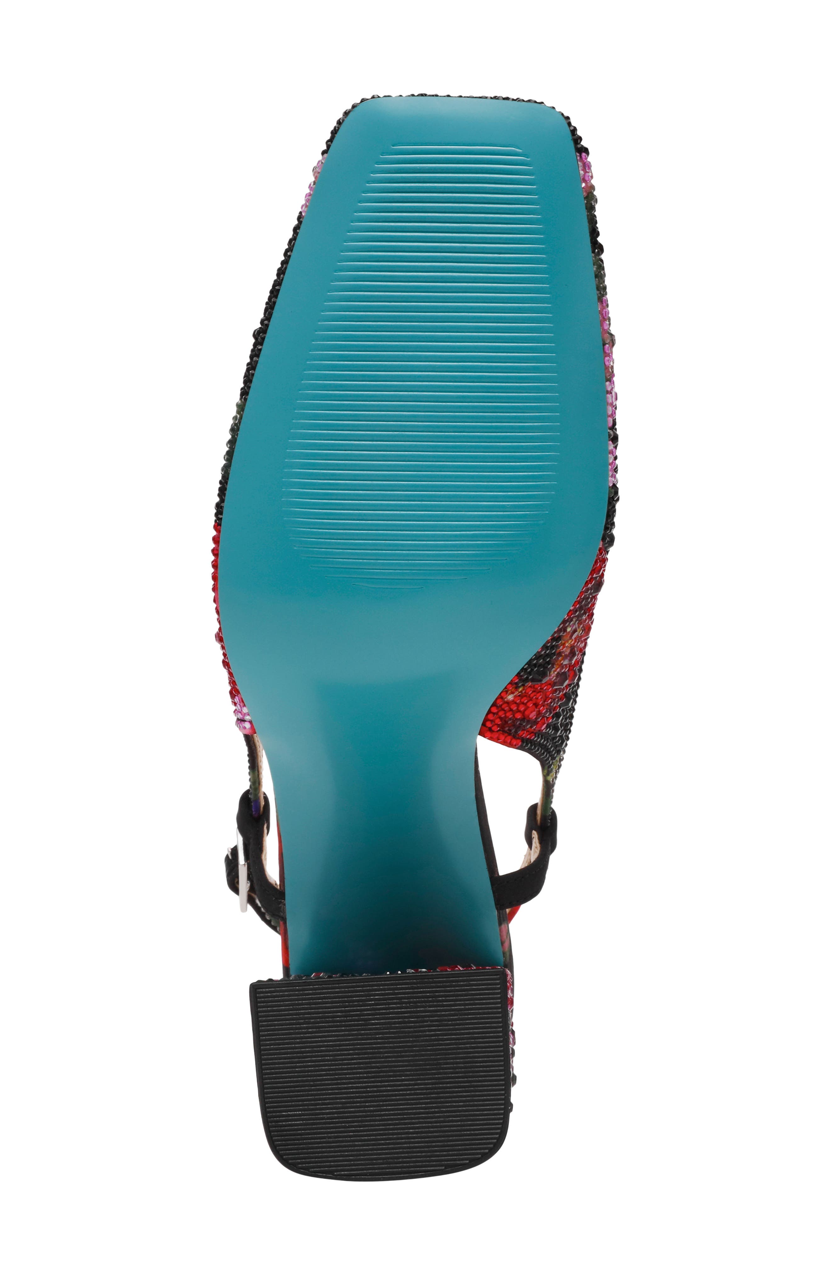 Betsey Johnson Elias Rhinestone Floral Slingback Pump, Alternate, color, Black Flower Multi