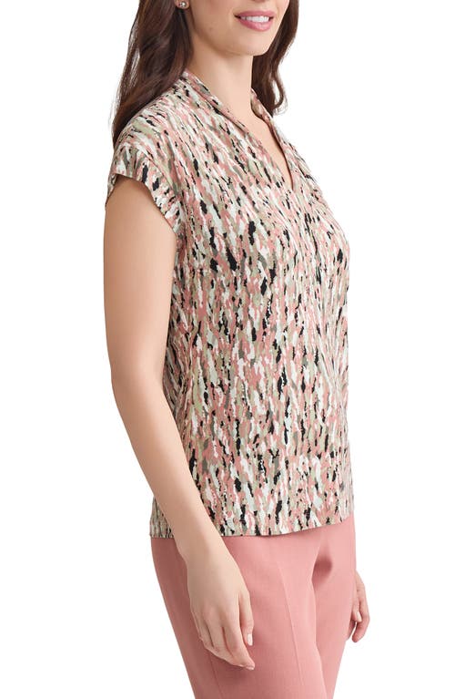 Kasper Allover Print Cap Sleeve Shirt In Multi