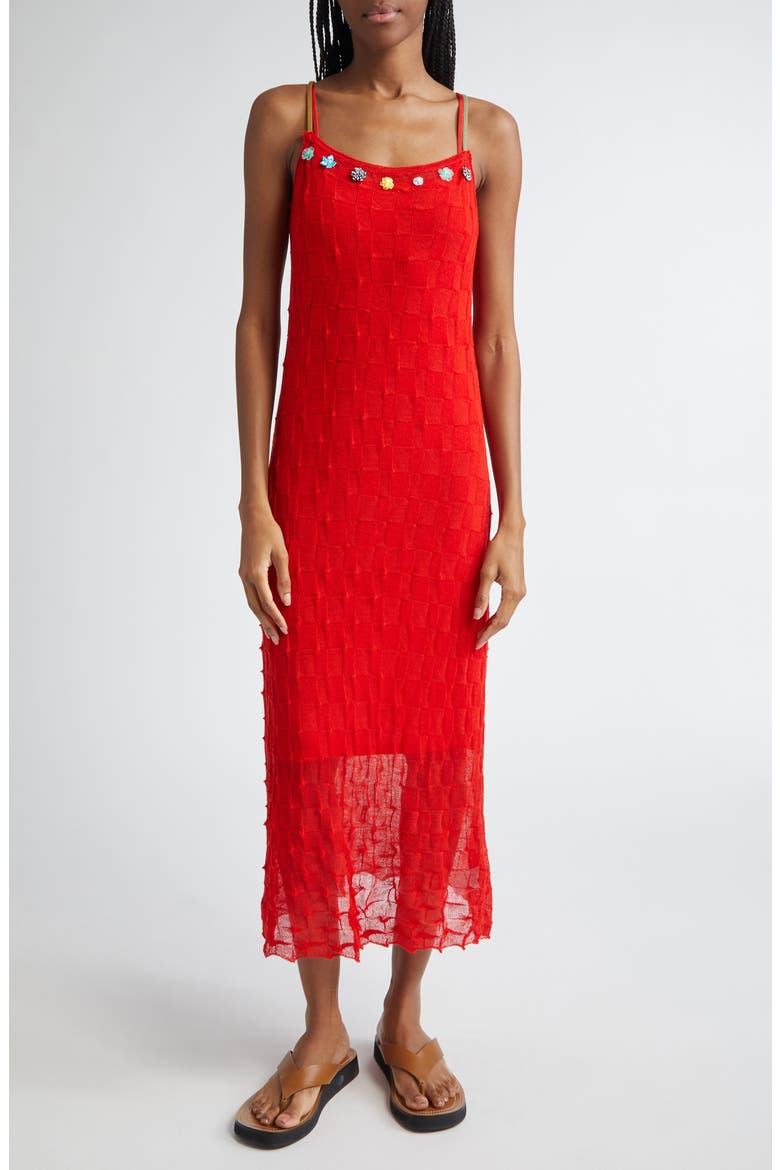 Borlor Floral Ribbon Wool Slipdress, Main, color, RED