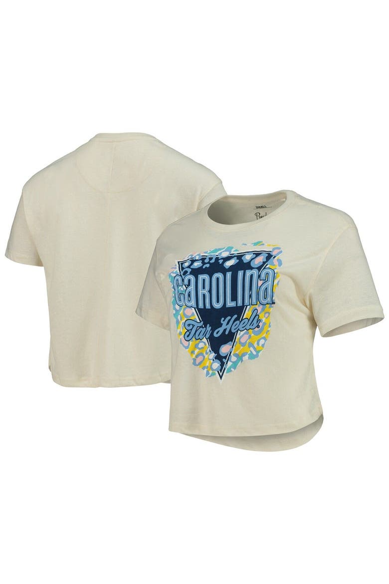 Women's Pressbox Cream North Carolina Tar Heels Taylor Animal Print Cropped T-Shirt, Main, color, Cream