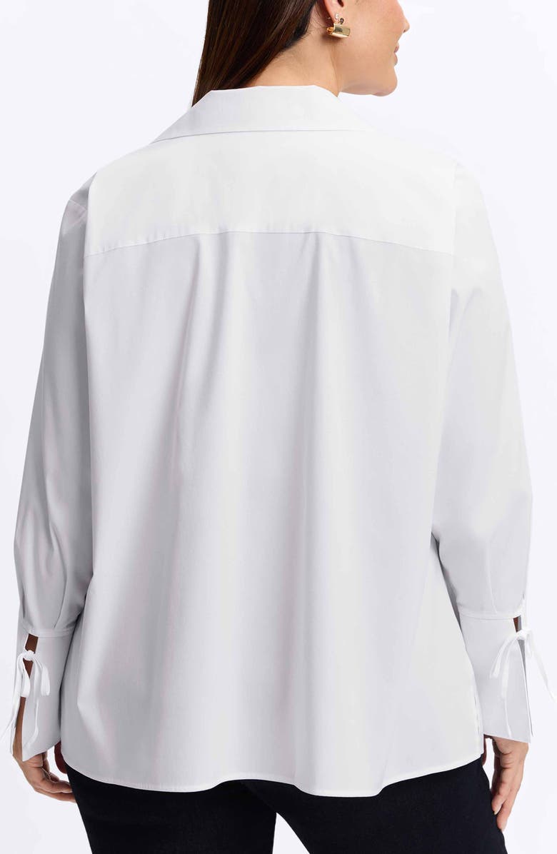 Foxcroft Carla Tie Cuff Cotton Blend Popover Top, Alternate, color, White