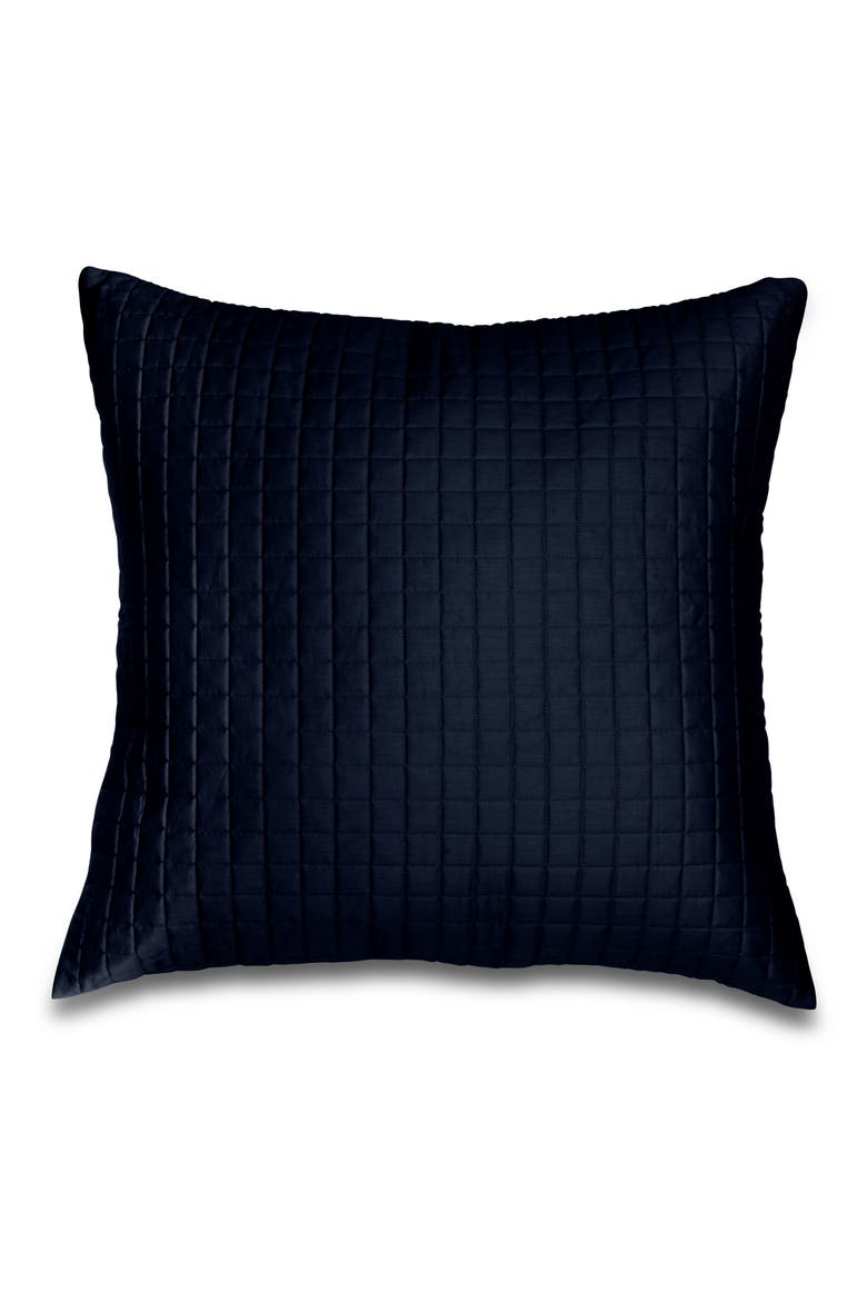 Masaccio Knife Edge 300 Thread Count Quilted Euro Sham, Main, color, MIDNIGHT BLUE