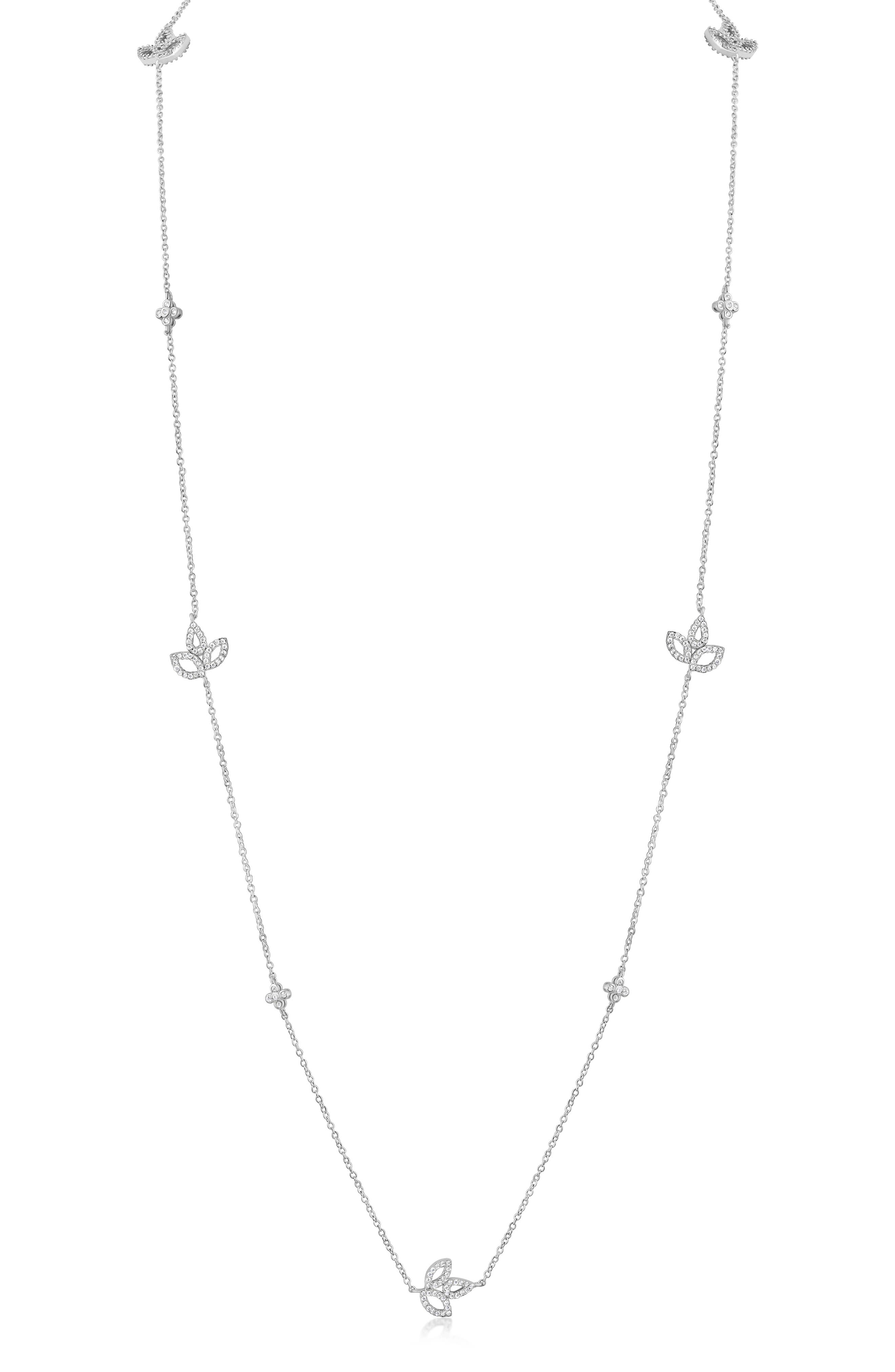 JARDIN Cubic Zirconia Lily Station Chain Necklace