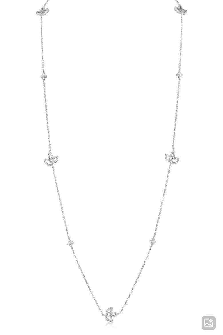 Cubic Zirconia Lily Station Chain Necklace (Nordstrom Exclusive), Main, color, CLEAR SILVER