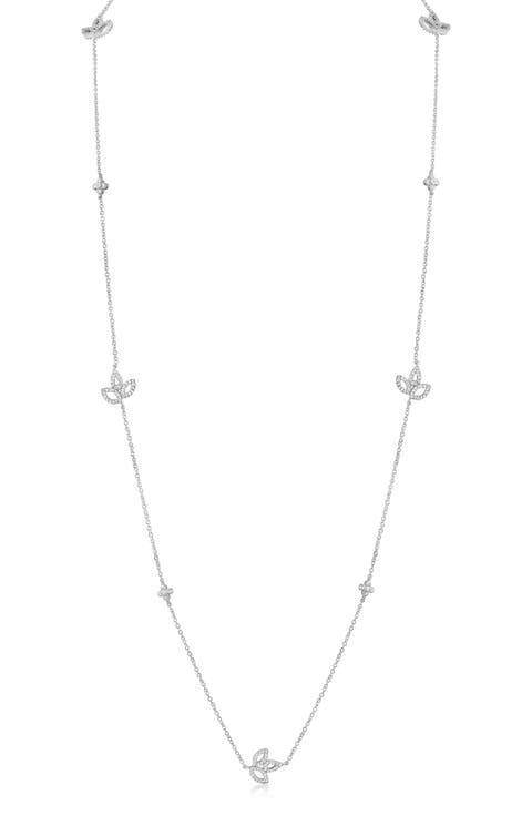Cubic Zirconia Lily Station Chain Necklace